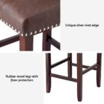 Artiss 4x Bar Stools Kitchen Dining Chairs Counter PU Leather Wooden Ada Brown - Image 6