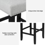 Artiss 2x Bar Stools Kitchen Dining Chairs Counter Fabric Stool Wooden Ada Grey - Image 6