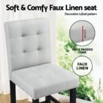 Artiss 4x Bar Stools Kitchen Dining Chairs Counter Fabric Stool Wooden Ada Grey - Image 5