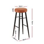 Artiss 4x Bar Stools Kitchen Dining Chairs Counter Round PU leather Lane Brown - Image 2