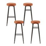 Artiss 4x Bar Stools Kitchen Dining Chairs Counter Round PU leather Lane Brown - Image 3