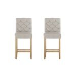 Artiss 2x Bar Stools Linen Upholstered Chairs - Image 3