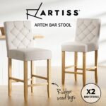 Artiss 2x Bar Stools Linen Upholstered Chairs - Image 4
