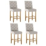Artiss 4x Bar Stools Linen Upholstered Chairs - Image 7