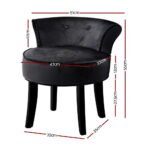 Artiss Vanity Stool Velvet Black Abella - Image 2