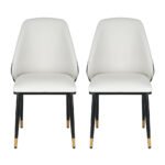 Artiss Dining Chairs Set of 2 Leather Seat Beige and Black - Image 3