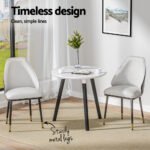 Artiss Dining Chairs Set of 2 Leather Seat Beige and Black - Image 4