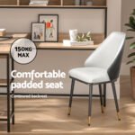 Artiss Dining Chairs Set of 2 Leather Seat Beige and Black - Image 5