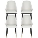 Artiss Dining Chairs Set of 4 Leather Seat Beige and Black - Image 3