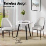 Artiss Dining Chairs Set of 4 Leather Seat Beige and Black - Image 4