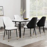 Artiss Dining Chairs Set of 4 Leather Seat Beige and Black - Image 7