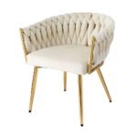 1 Artiss Dining Chair Velvet Armchair Beige - Image 7