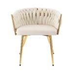 1 Artiss Dining Chair Velvet Armchair Beige - Image 3