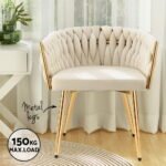1 Set of 4 Artiss Dining Chairs Velvet Armchair Beige - Image 5