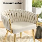 1 Set of 4 Artiss Dining Chairs Velvet Armchair Beige - Image 6
