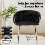 1 Set of 2 Artiss Dining Chairs Velvet Armchair Black - Image 5