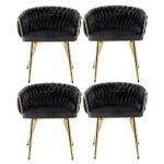 1 Set of 4 Artiss Dining Chairs Velvet Armchair Black - Image 3