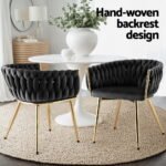1 Set of 4 Artiss Dining Chairs Velvet Armchair Black - Image 4