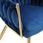 Artiss Dining Chair Velvet Weaving Armchair Blue - Image 3