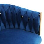 Artiss Dining Chair Velvet Weaving Armchair Blue - Image 4