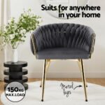 1 Set of 2 Artiss Dining Chairs Velvet Armchair Grey - Image 5