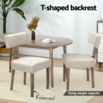 Artiss Dining Chairs Set of 2 Linen Fabric Wooden Beige - Image 4