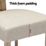 Artiss Dining Chairs Set of 4 Linen Fabric Wooden Beige - Image 6