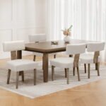 Artiss Dining Chairs Set of 4 Linen Fabric Wooden Beige - Image 7