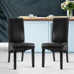 Artiss Dining Chairs Set of 2 Leather Parsons Chair Black - Image 8
