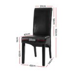 Artiss Dining Chairs Set of 2 Leather Parsons Chair Black - Image 2