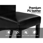 Artiss Dining Chairs Set of 2 Leather Parsons Chair Black - Image 6