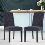 Artiss Dining Chairs Set of 2 Linen Parsons Chair Dark Grey - Image 8