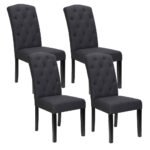 Artiss Dining Chairs Set of 4 Linen Parsons Chair Dark Grey