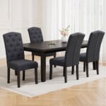 Artiss Dining Chairs Set of 4 Linen Parsons Chair Dark Grey - Image 7