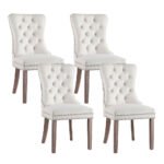 1 Set of 4 Artiss Dining Chairs Beige Velvet