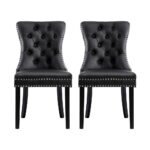 1 Set of 2 Artiss Dining Chairs Black Leather - Image 3