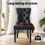 1 Set of 2 Artiss Dining Chairs Black Leather - Image 4