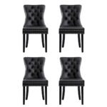 1 Set of 4 Artiss Dining Chairs Black Leather - Image 3