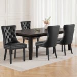 1 Set of 4 Artiss Dining Chairs Black Leather - Image 7