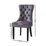 1 Set of 2 Artiss Dining Chairs Grey Velvet - Image 2