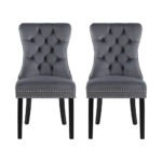 1 Set of 2 Artiss Dining Chairs Grey Velvet - Image 3