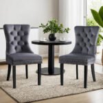 1 Set of 2 Artiss Dining Chairs Grey Velvet - Image 7
