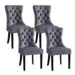 1 Set of 4 Artiss Dining Chairs Grey Velvet