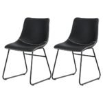 Artiss 2x Dining Chairs Retro PU Leather Kitchen Lounge Cafe Accent Chair Black