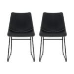Artiss 2x Dining Chairs Retro PU Leather Kitchen Lounge Cafe Accent Chair Black - Image 3