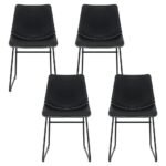 Artiss 4x Dining Chairs Retro PU Leather Kitchen Lounge Cafe Accent Chair Black - Image 3