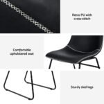Artiss 4x Dining Chairs Retro PU Leather Kitchen Lounge Cafe Accent Chair Black - Image 6