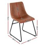 Artiss 2x Dining Chairs Retro PU Leather Kitchen Lounge Cafe Accent Chair Brown - Image 2