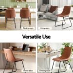 Artiss 2x Dining Chairs Retro PU Leather Kitchen Lounge Cafe Accent Chair Brown - Image 5