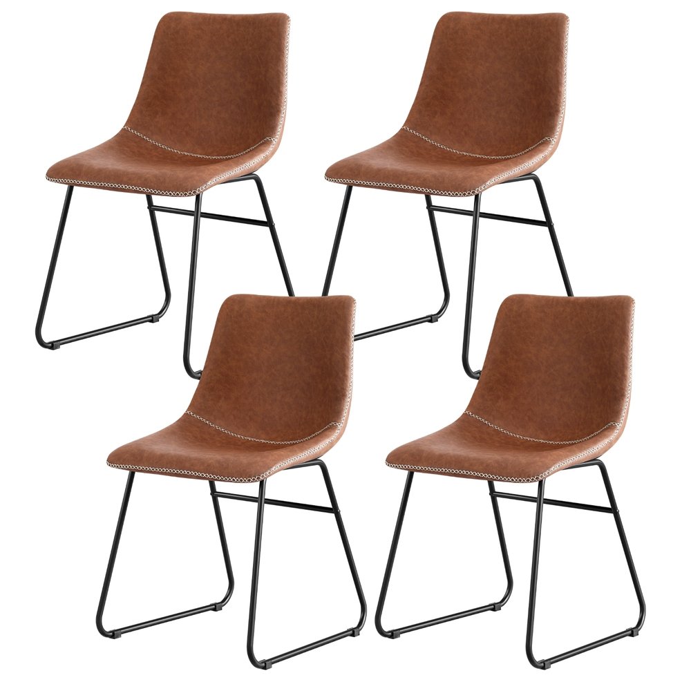UPHO-C-DIN-2503-BRX4-202508201444-00.jpg Artiss 4x Dining Chairs Retro PU Leather Kitchen Lounge Cafe Accent Chair Brown - Image 1